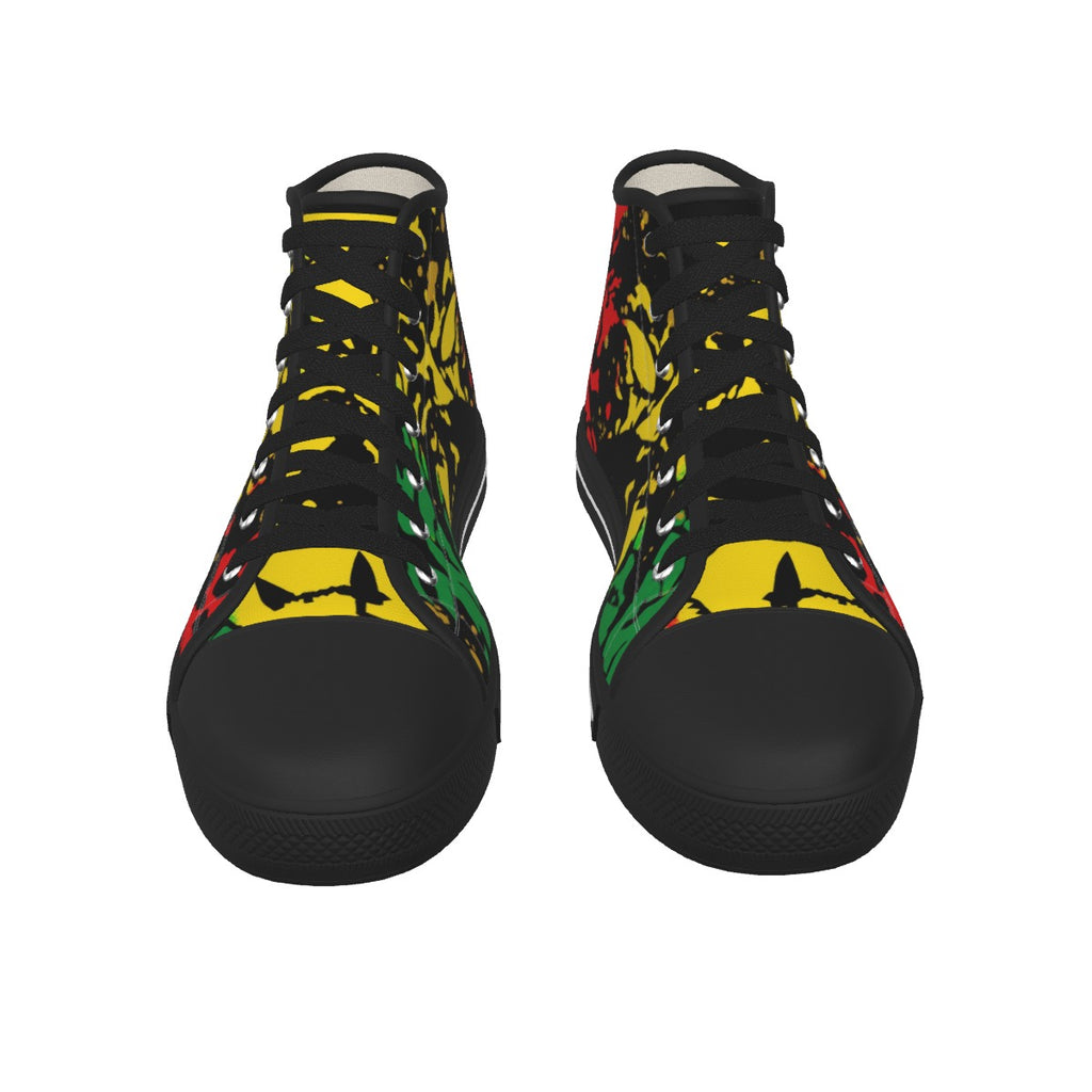 Rasta Lion - Black Canvas Shoes
