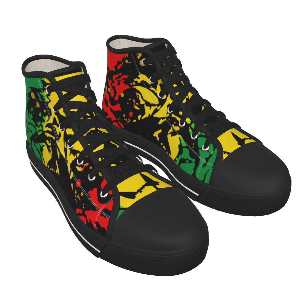 Rasta Lion - Black Canvas Shoes