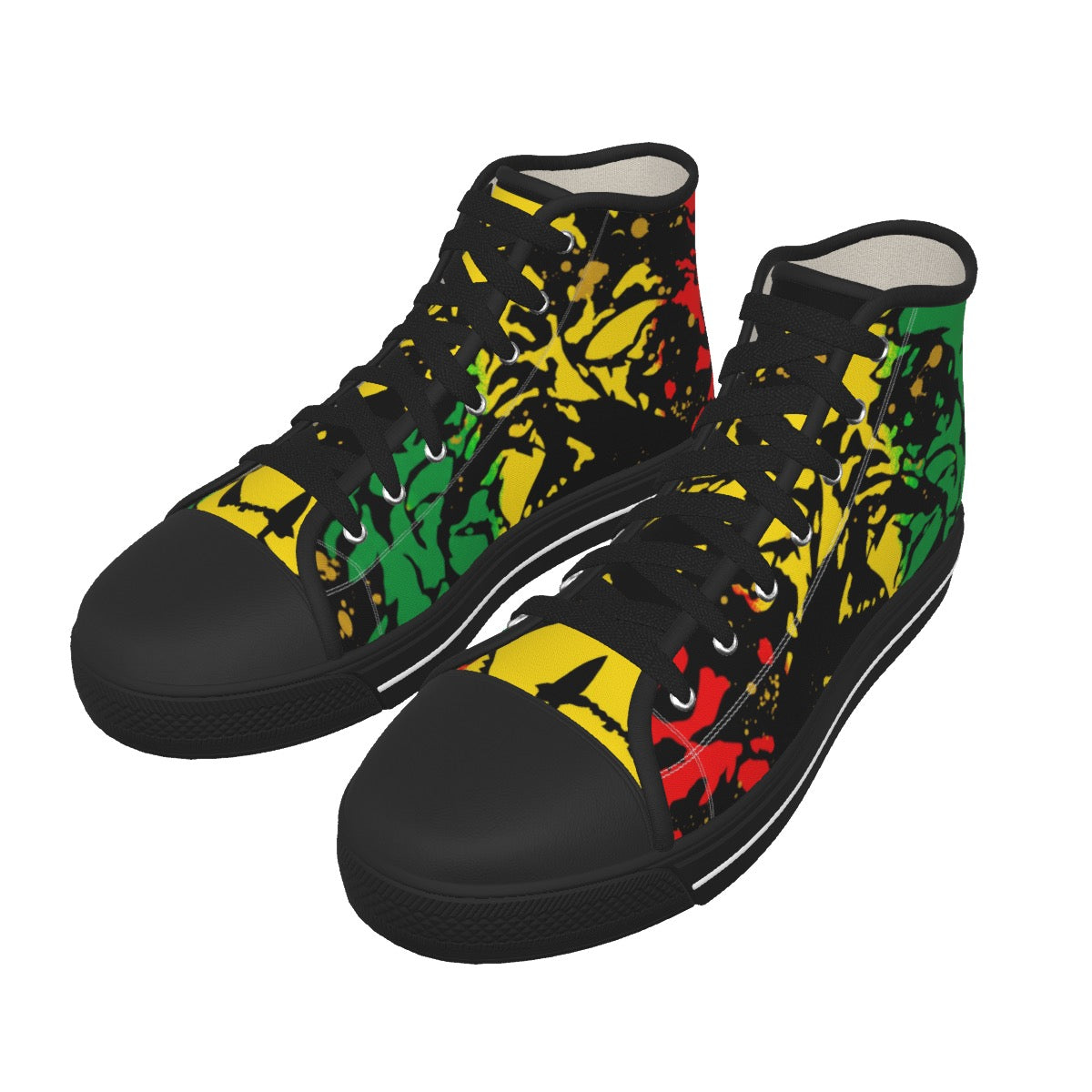 Rasta Lion - Black Canvas Shoes