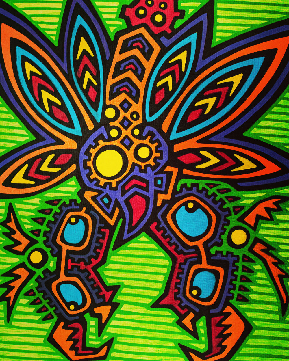 Creature on green - original painting by James S. Chen