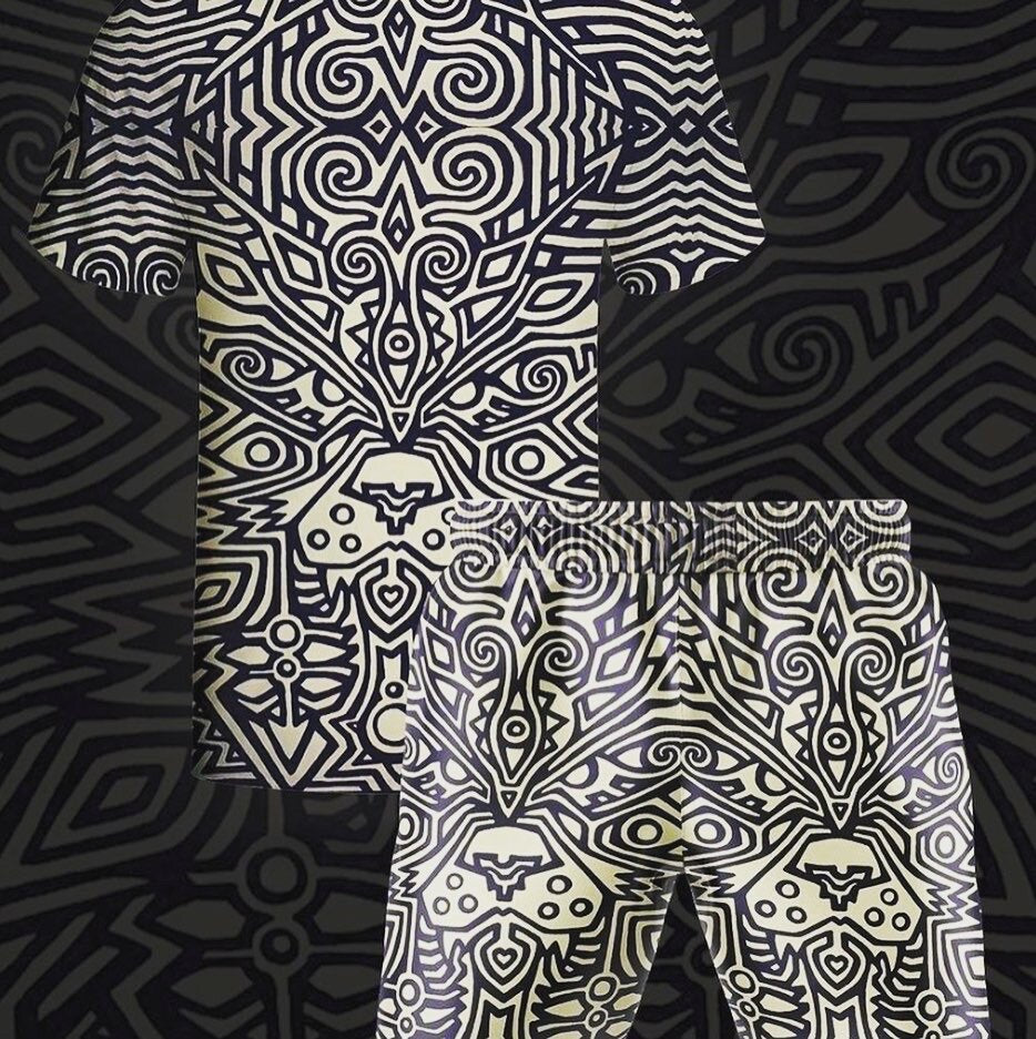 Black and white patterned jacket and pants