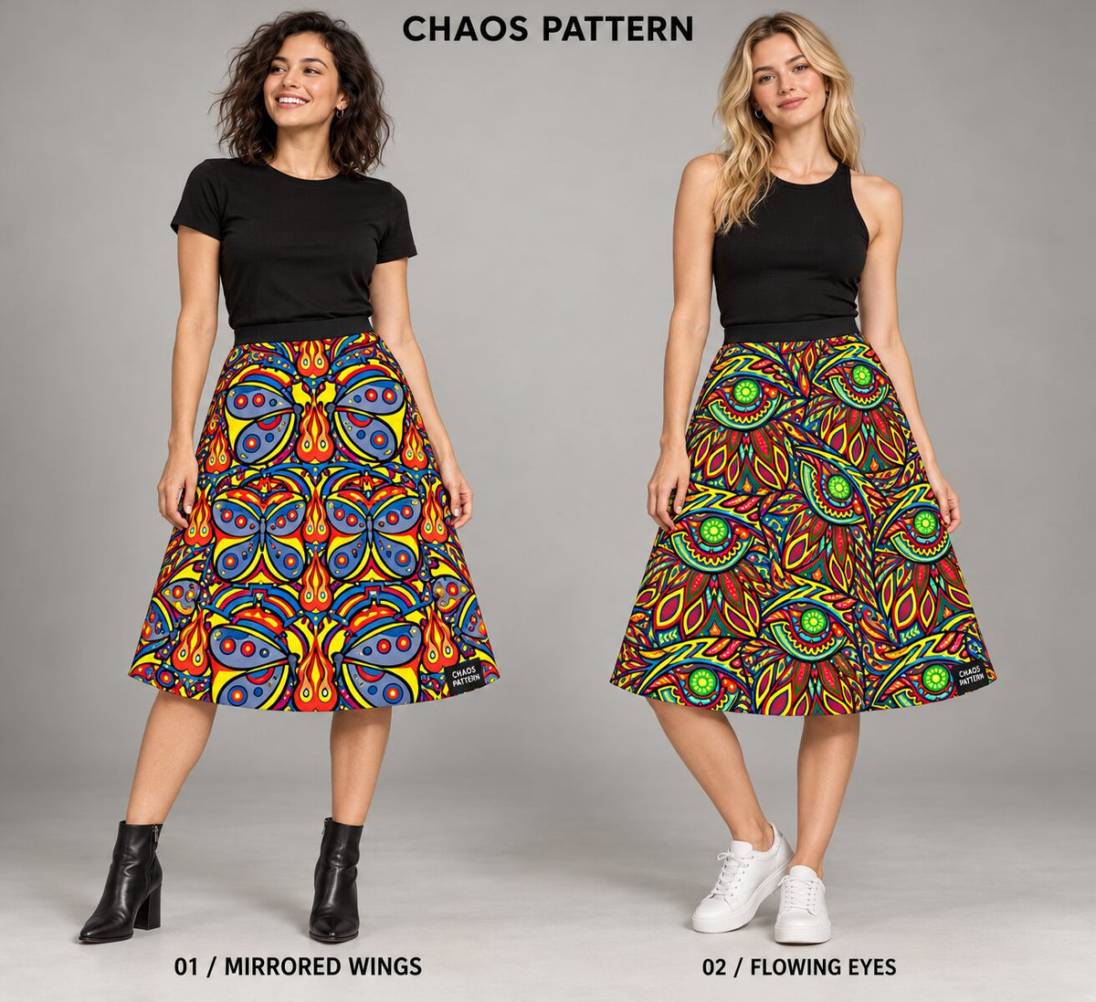 Chaos Pattern printed skirts
